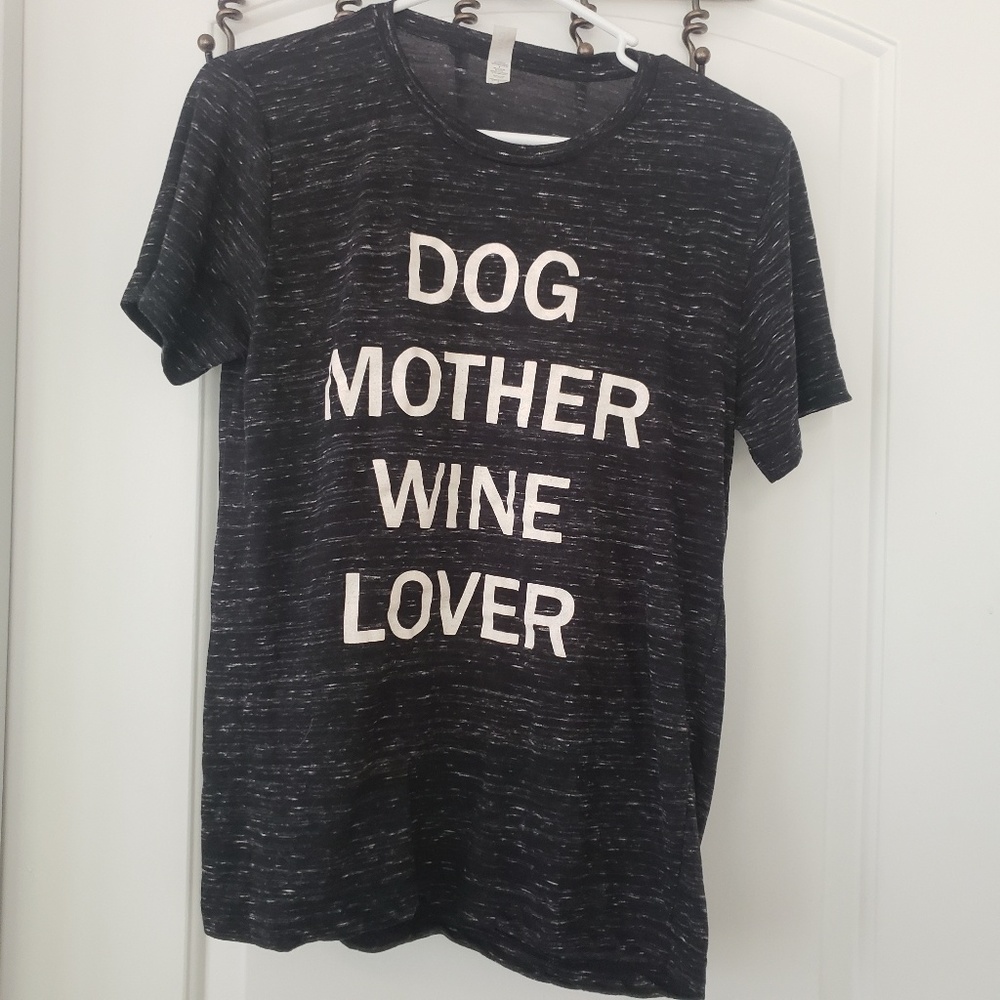 3/$20 Dog Mom Wine Lover black heathered tee sz S